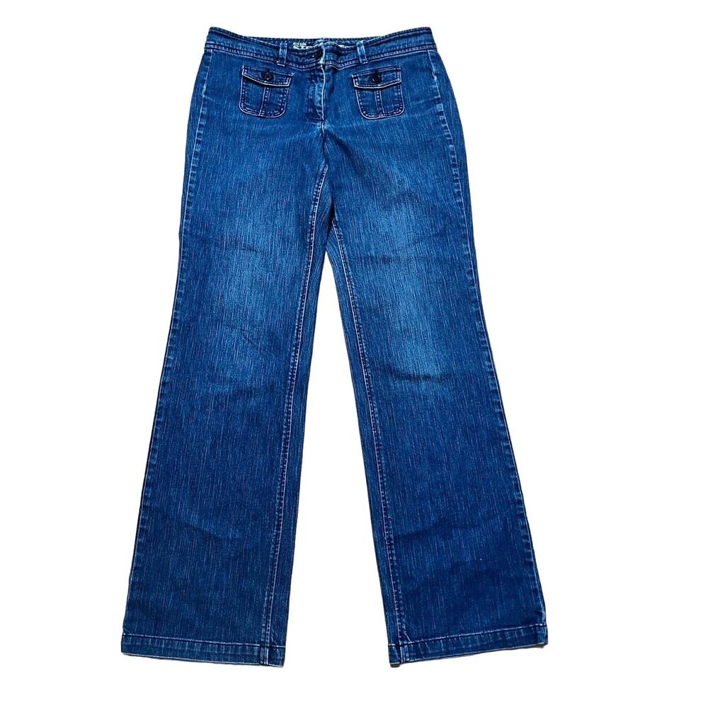 New York & Co Jeans Mid Rise Straight Leg Women's 8 Tall W33 L33.5 Flap Pockets